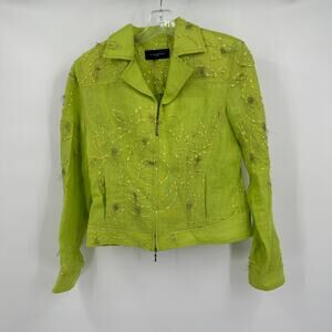 Javier Simorra Womens Jacket Sz M Ribbon Embroidery Boho Artisan Textured Unique